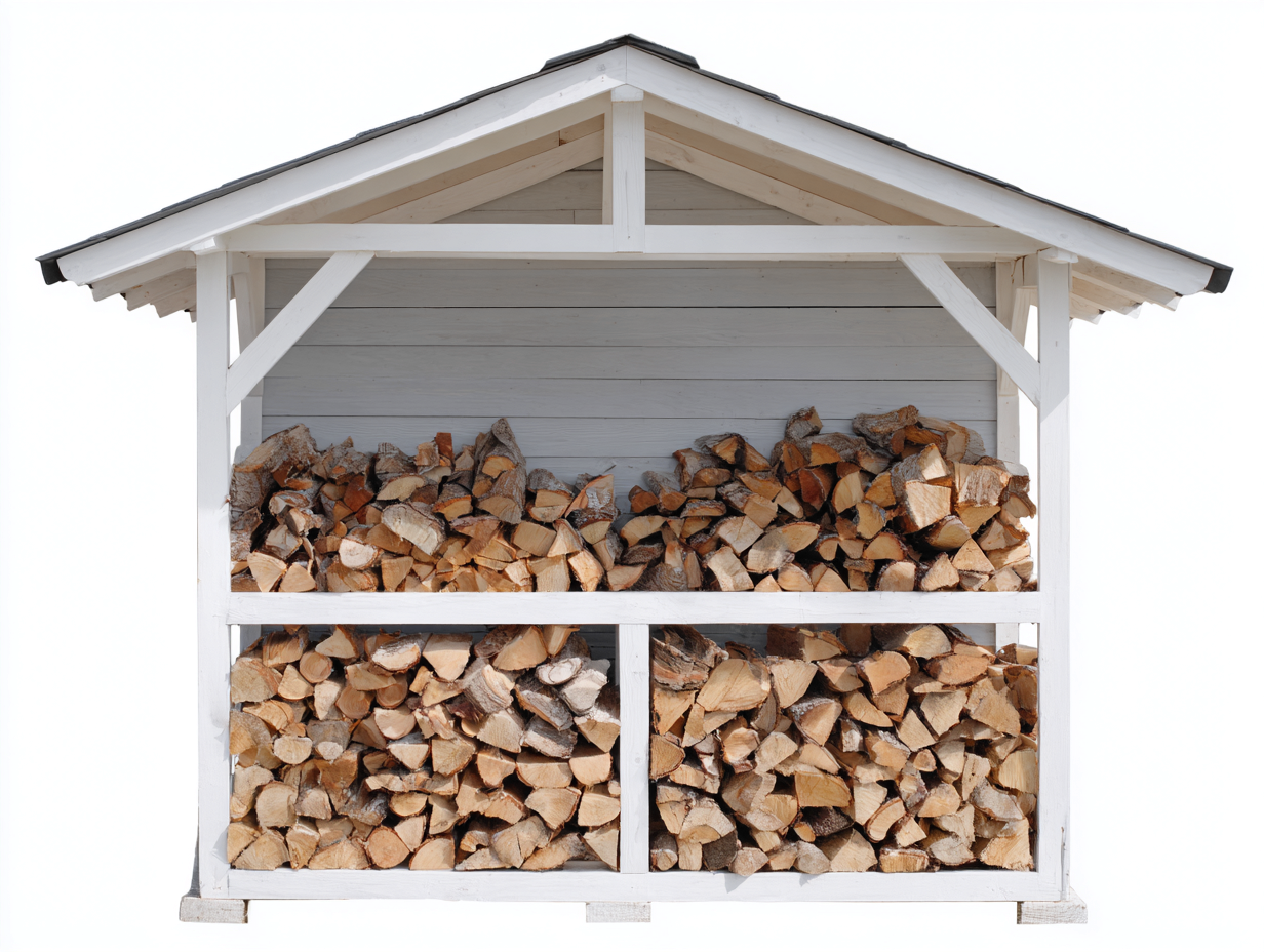 Kaminholzregal - Holz - 204x82x166 cm - Weiß-Grau - Landhausstil-Notalycasa