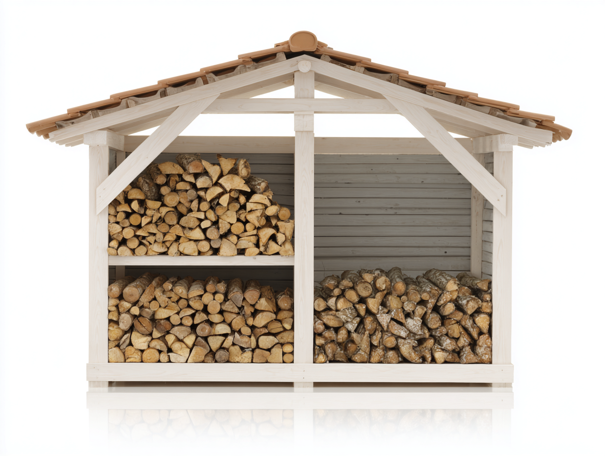 Kaminholzregal - Holz - 196x78x158 cm - Weiß-Grau-Braun - Landhausstil-Notalycasa