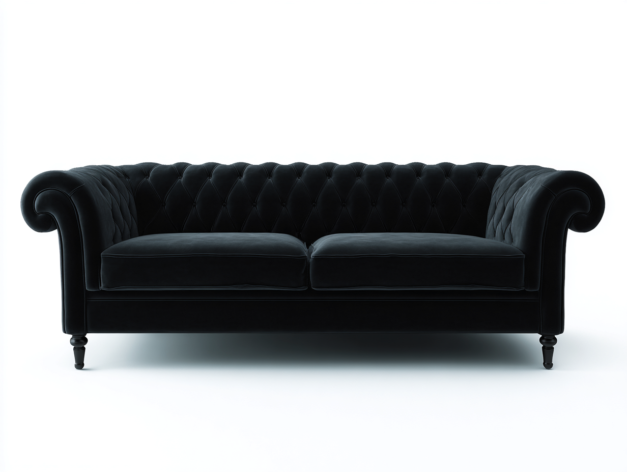 Zweisitzer Sofa - Samt - 192 x 89 x 80 cm - Schwarz - Chesterfield-Notalycasa