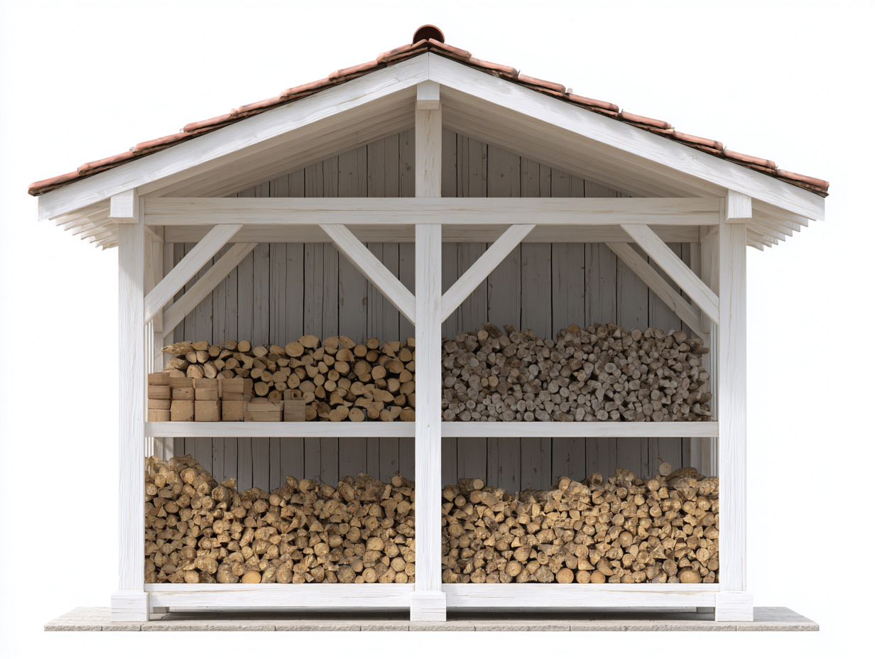 Kaminholzregal - Holz - 218x84x172 cm - Weiß-Grau-Braun - Landhausstil-Notalycasa