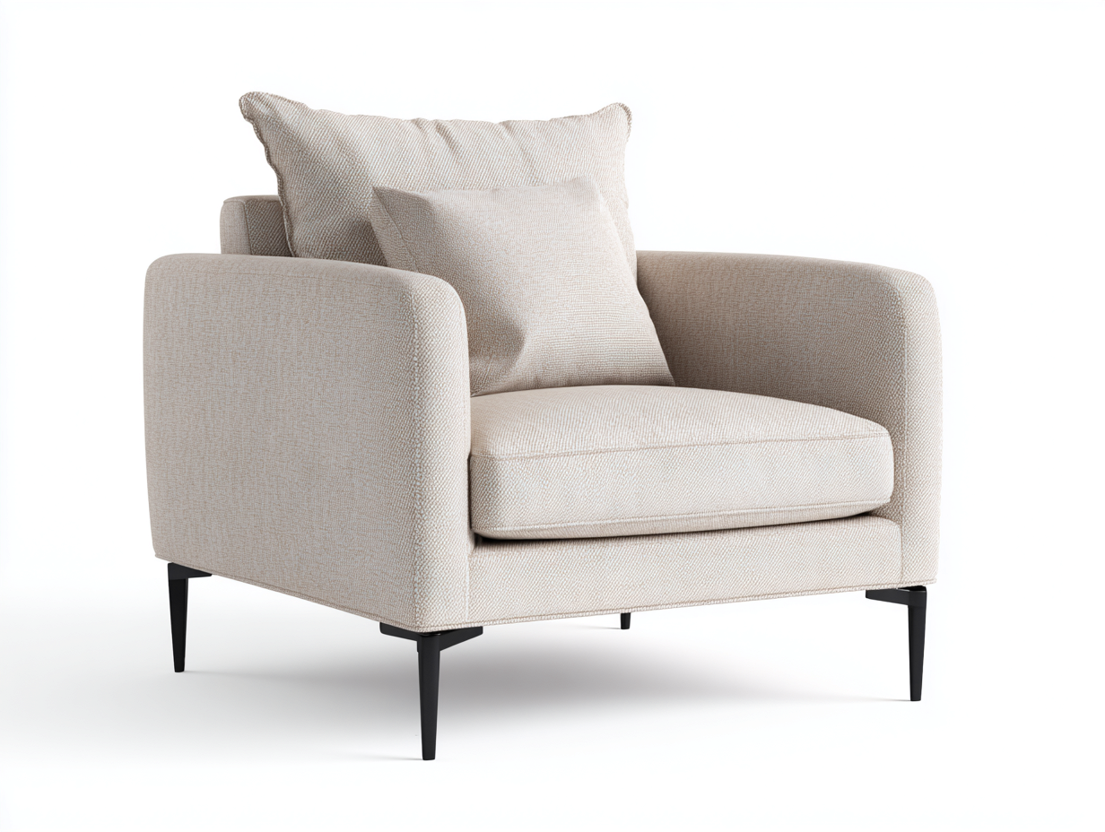 Sessel - Strukturstoff-Metall - 92 x 84 x 86 cm - Beige - Moderner Lounge-Stil-Notalycasa