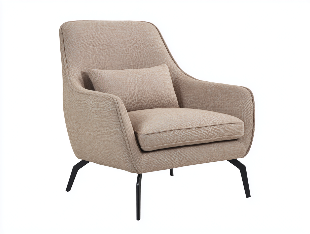 Sessel - Strukturstoff-Metall - 88 x 81 x 89 cm - Beige - Moderner Relax-Stil-Notalycasa