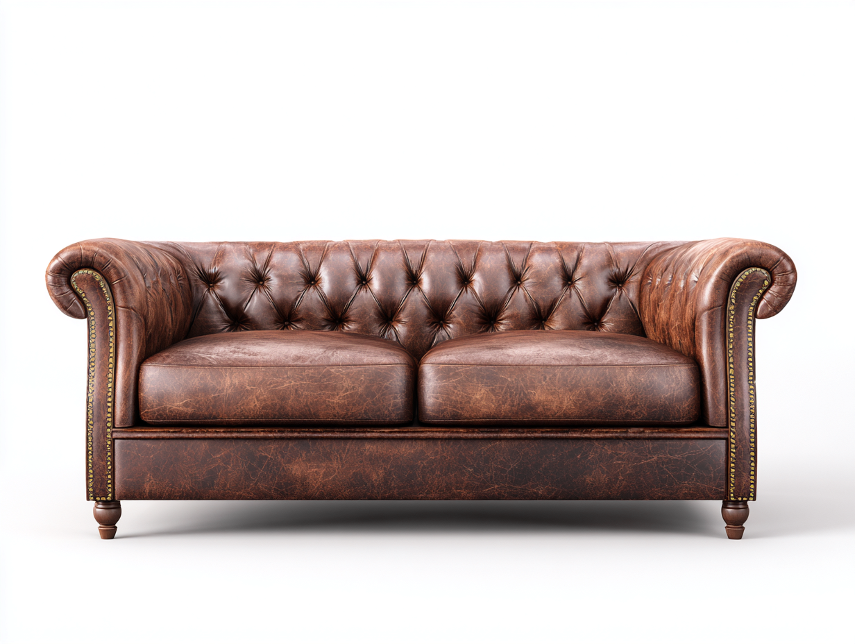 Zweisitzer Sofa - Leder - 188 x 88 x 80 cm - Braun - Chesterfield-Notalycasa