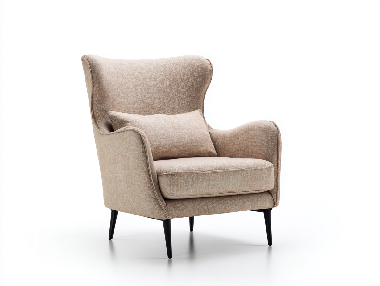 Sessel - Strukturstoff-Metall - 86 x 79 x 98 cm - Beige - Moderner Ohrensessel-Stil-Notalycasa