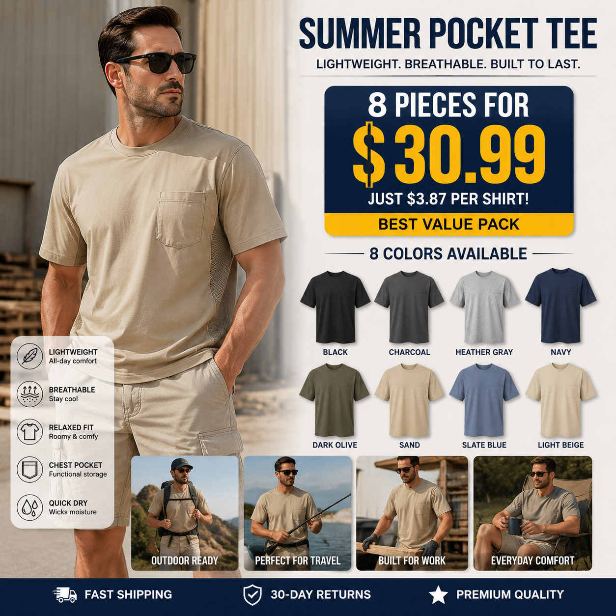 Men's Summer Pocket Tee Multi-Pack