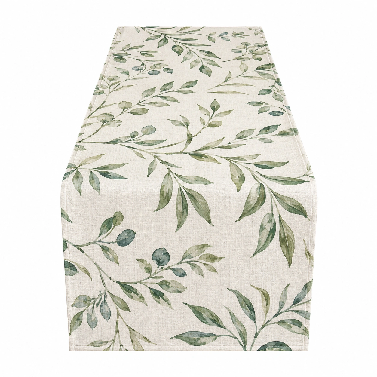 Chemin de Table à Motifs Feuilles Beige et Vert-FUR niveria