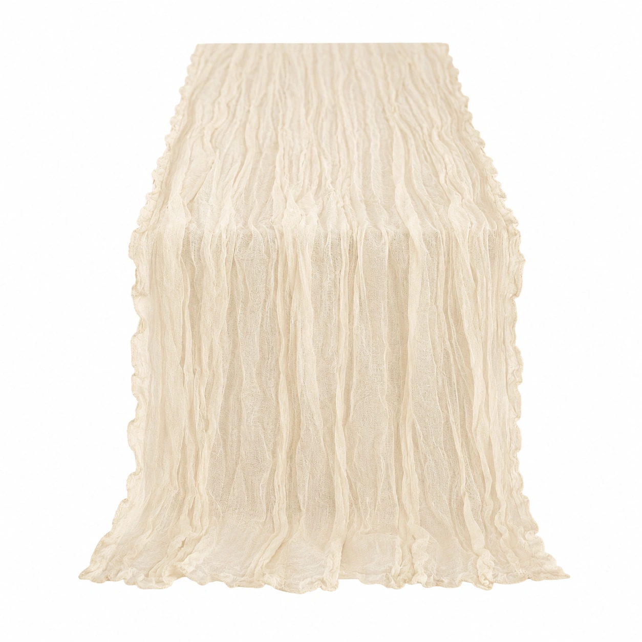 Chemin de table en texture froissée beige-DECORA RISE
