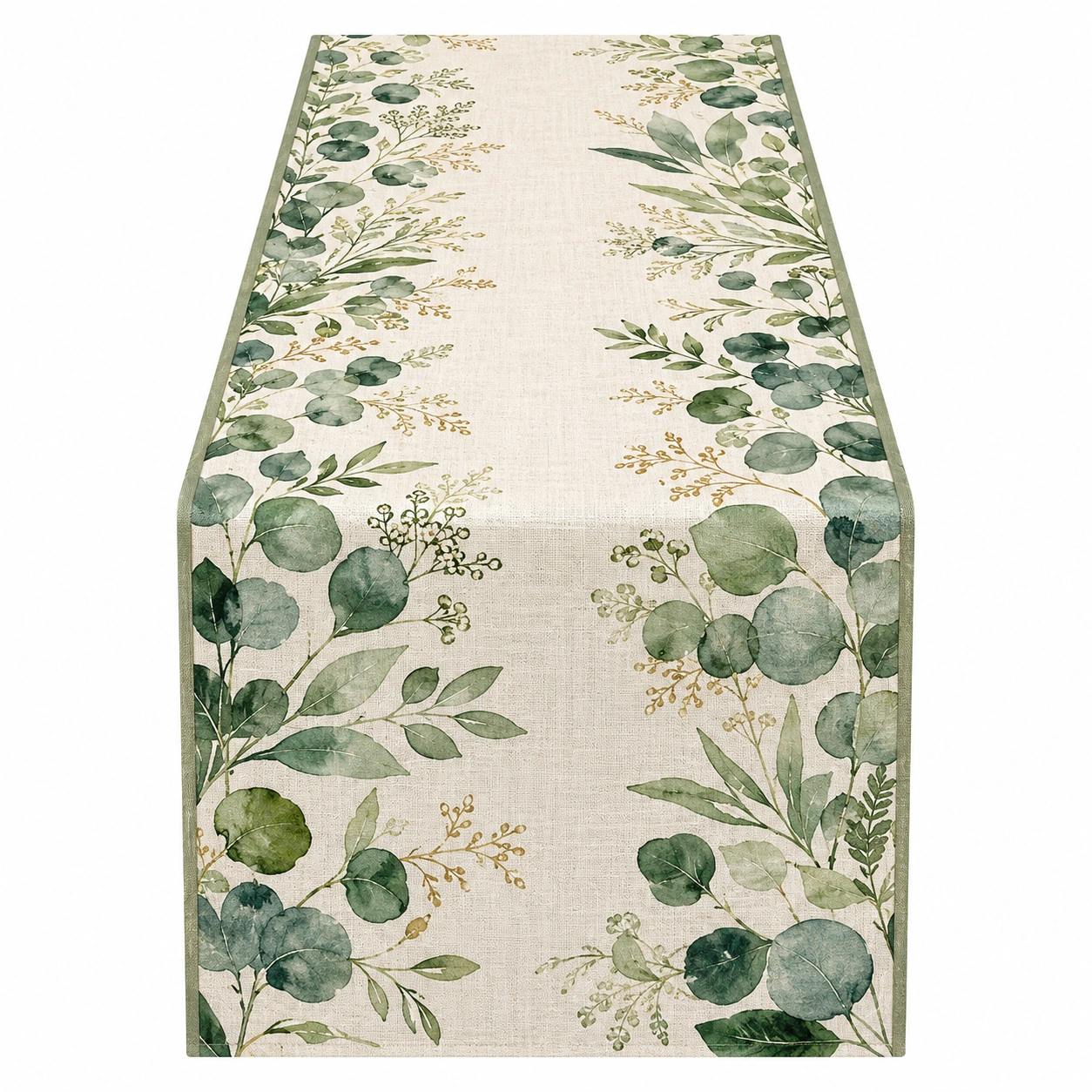 Chemin de table imprimé feuilles vertes 180x35 cm-DECORA RISE