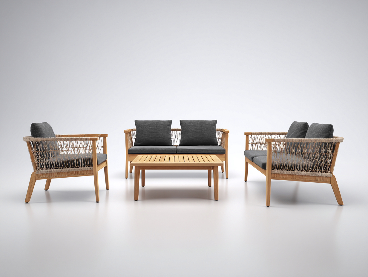 Gartensofa-Holz-Seil-188x82x78 cm-Naturholz-Anthrazit-Skandinavisch-Novorazadecor