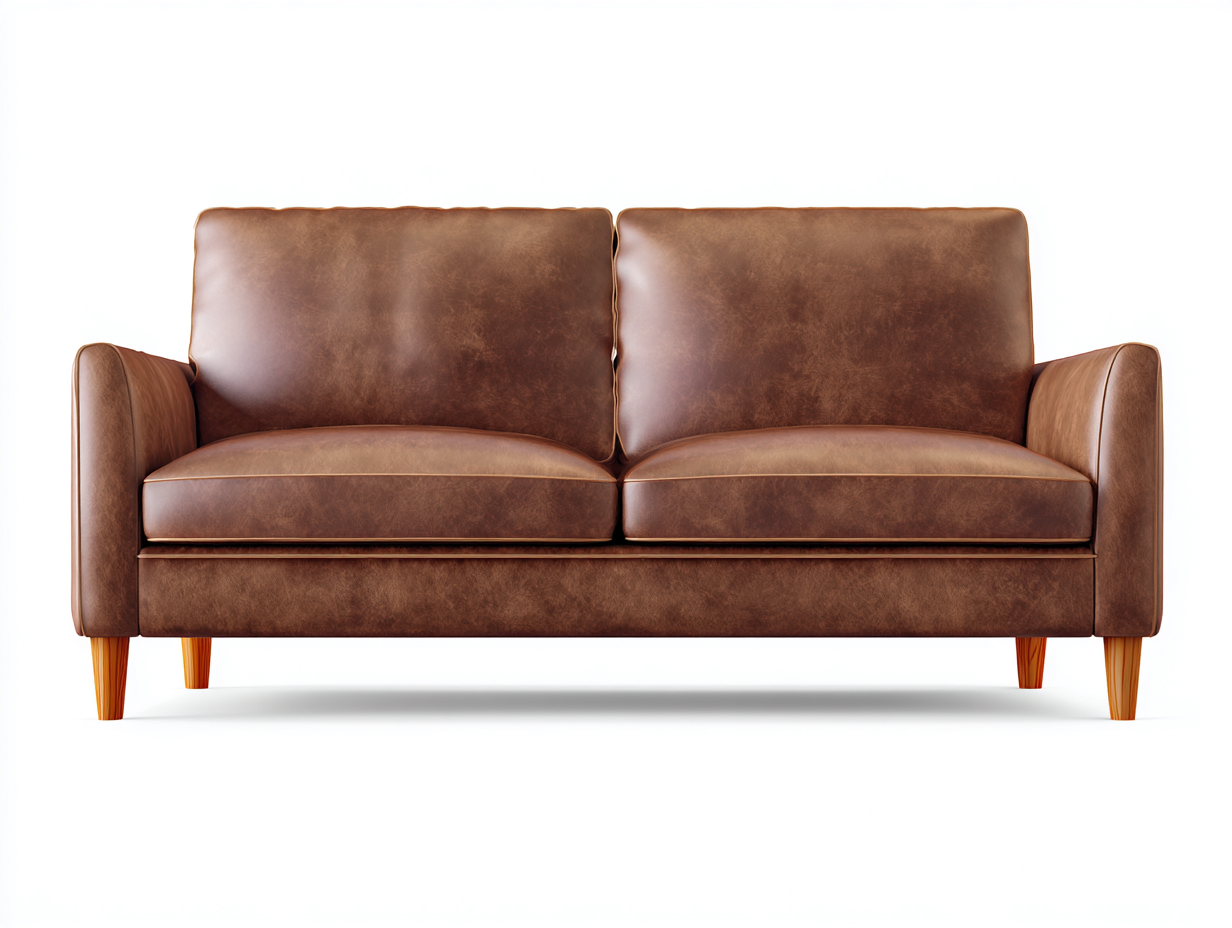 Gerades Sofa - Kunstleder-Holz-Schaumstoff - 201x90x87 cm - Kastanienbraun - American Classic-Novorazadecor