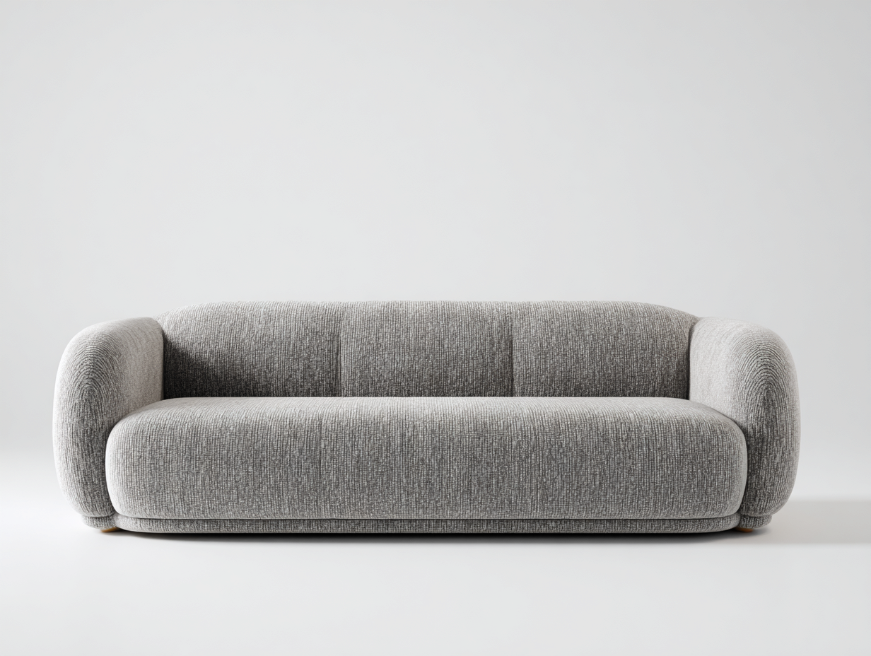 Gerades Sofa - Boucléstoff-Schaumstoff - 234x95x77 cm - Hellgrau - Contemporary Modern-Novorazadecor