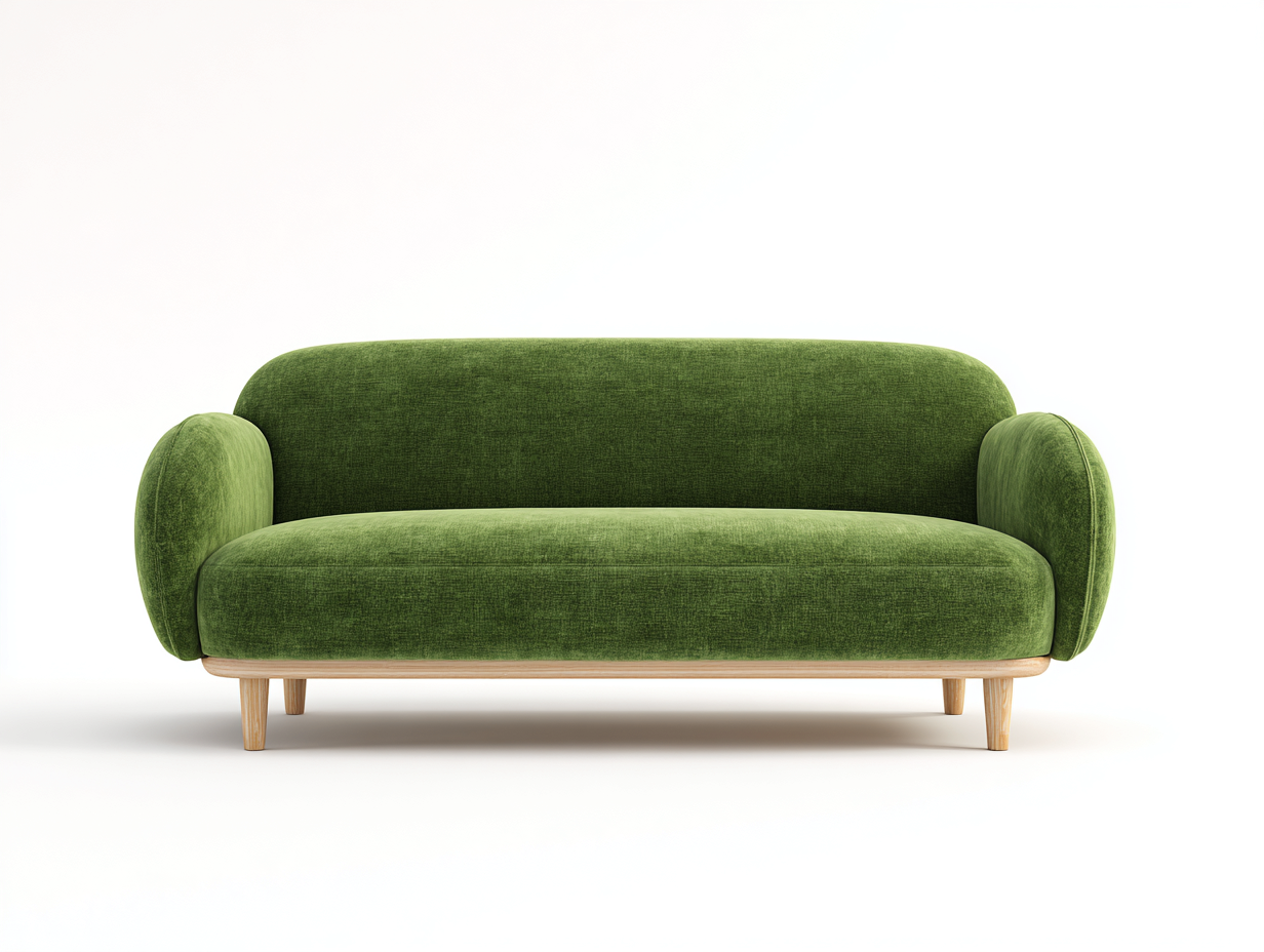 Gerades Sofa - Samtstoff-Holz - 196x84x81 cm - Olivgrün - Modern Retro-Novorazadecor