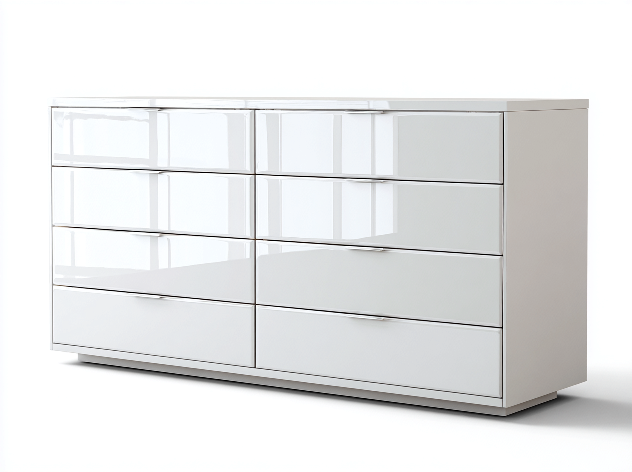 Kommode mit Schubladen-Holzwerkstoff-172x48x81 cm-Weiß-Hochglanz Minimalistisch-Novorazadecor