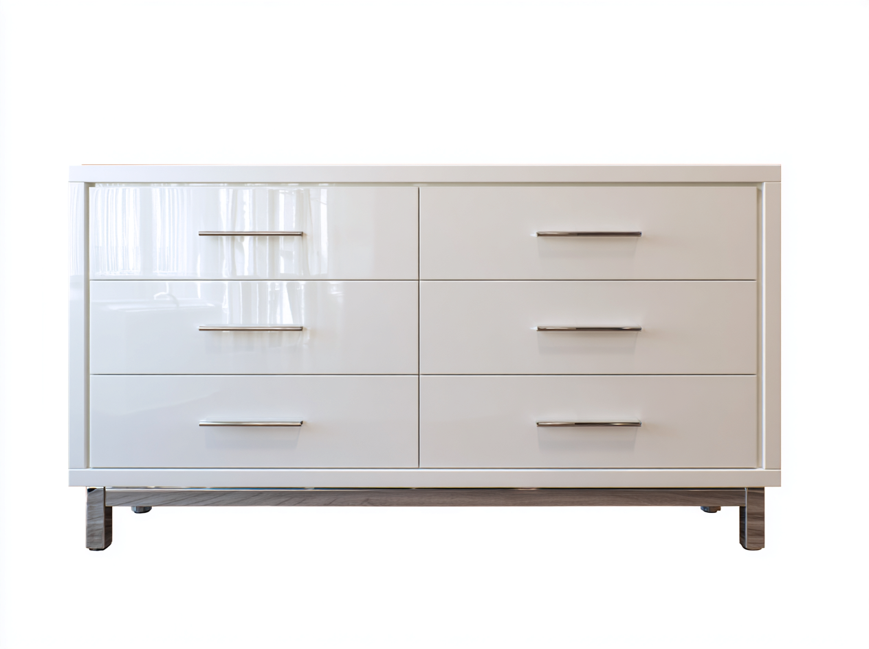 Kommode mit Schubladen-Holzwerkstoff-146x46x82 cm-Weiß-Holzfarben-Hochglanz Modern-Novorazadecor