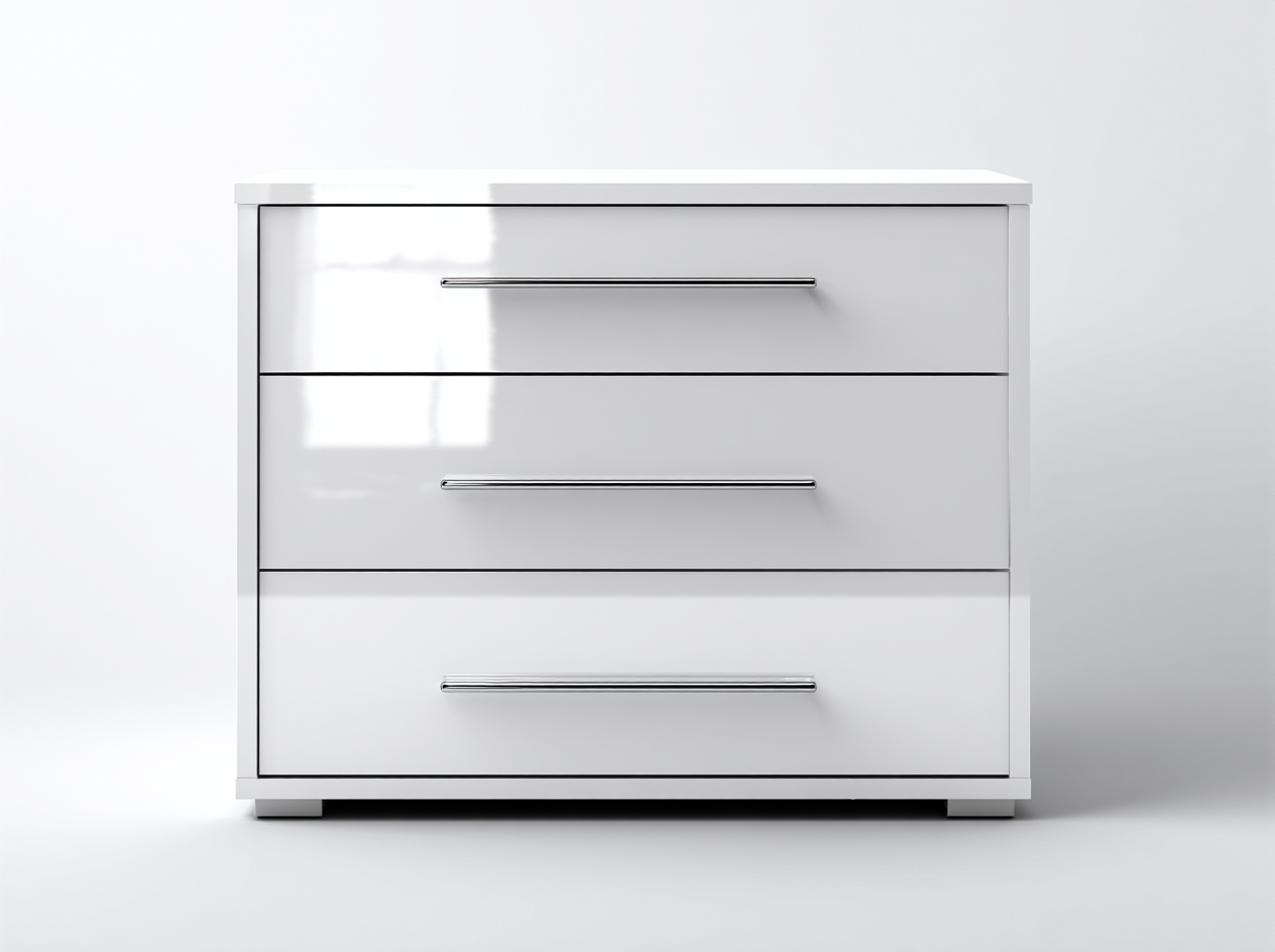 Kommode mit Schubladen-Holzwerkstoff-92x43x78 cm-Weiß-Hochglanz Minimalistisch-Novorazadecor