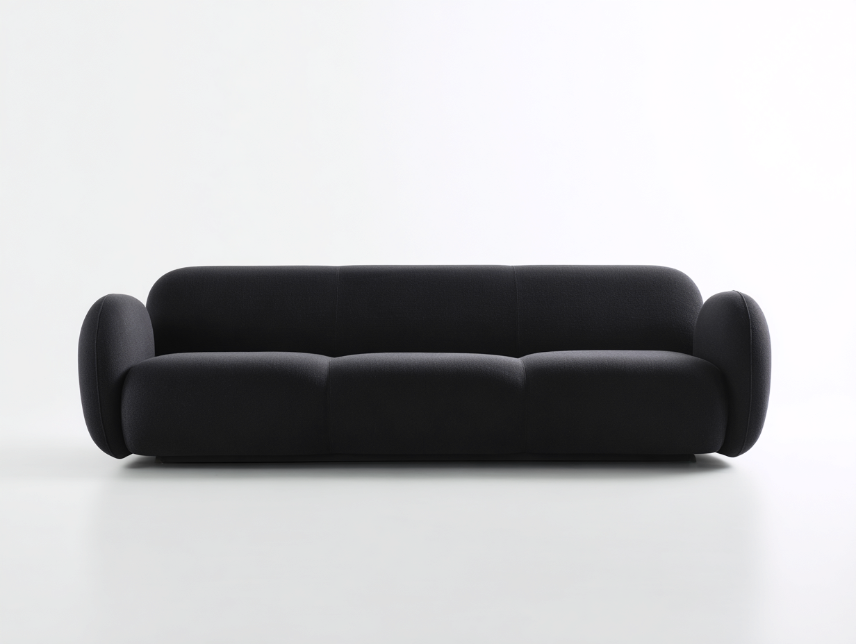 Gerades Sofa - Stoff-Schaumstoff - 246x97x76 cm - Schwarz - Minimalistisch Modern-Novorazadecor