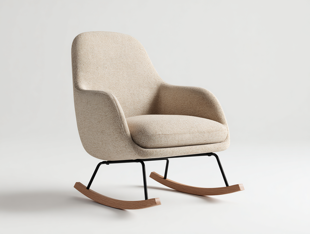 Schaukelstühle-Bouclé-Stoff-Metall-Holz-90x76x93 cm-Beige-Minimalistisch-Novorazadecor