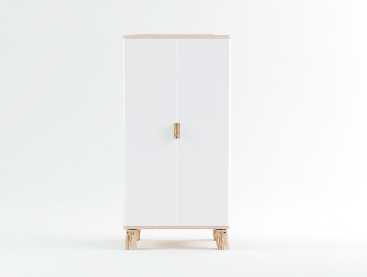 Kleiderschrank-Holzwerkstoff-Massivholz-90x42x168 cm-Weiß-Natur-Skandinavisch-Novorazadecor