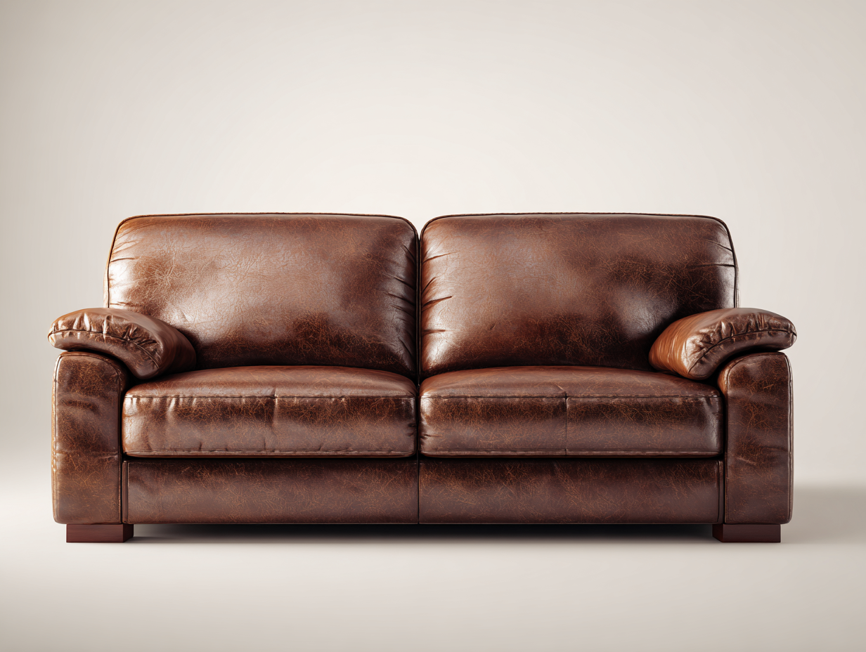 Gerades Sofa - Kunstleder-Schaumstoff-Holz - 194x93x89 cm - Dunkelbraun - Vintage Industrial-Novorazadecor