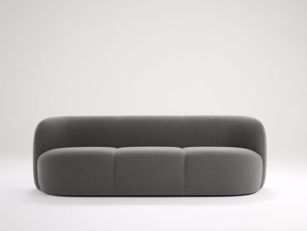 Gerades Sofa - Boucléstoff-Schaumstoff - 228x102x73 cm - Dunkelgrau - Organic Modern-Novorazadecor