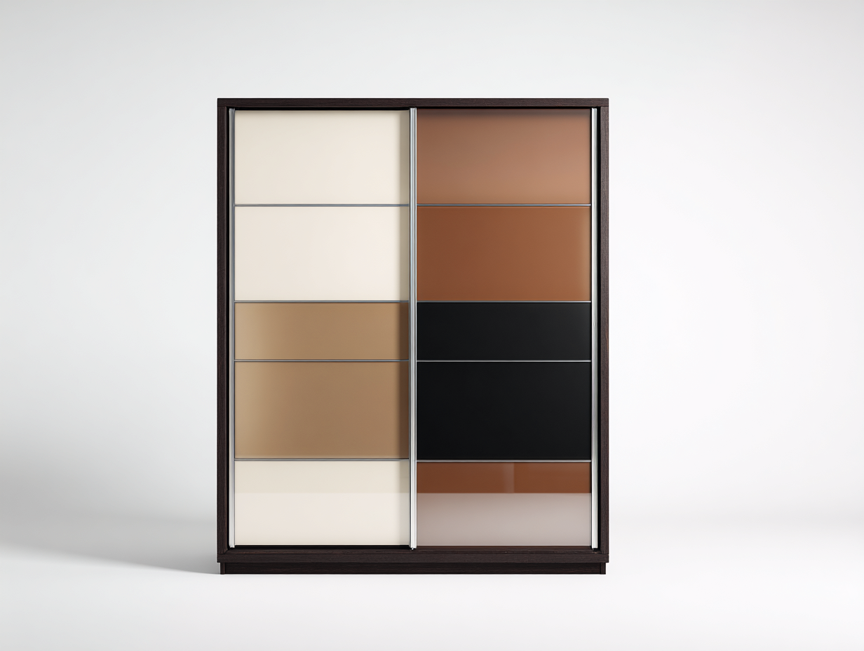 Kleiderschrank-Holzwerkstoff-180x64x210 cm-Dunkelbraun-Creme-Karamell-Schwarz-Modern-Novorazadecor