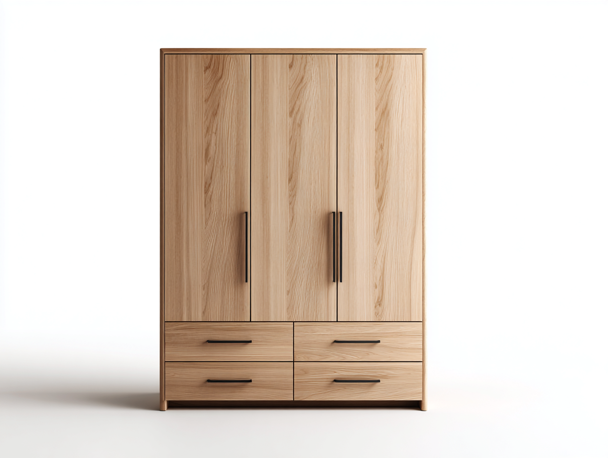 Kleiderschrank-Holzwerkstoff-132x56x188 cm-Eichefarben-Modern-Novorazadecor