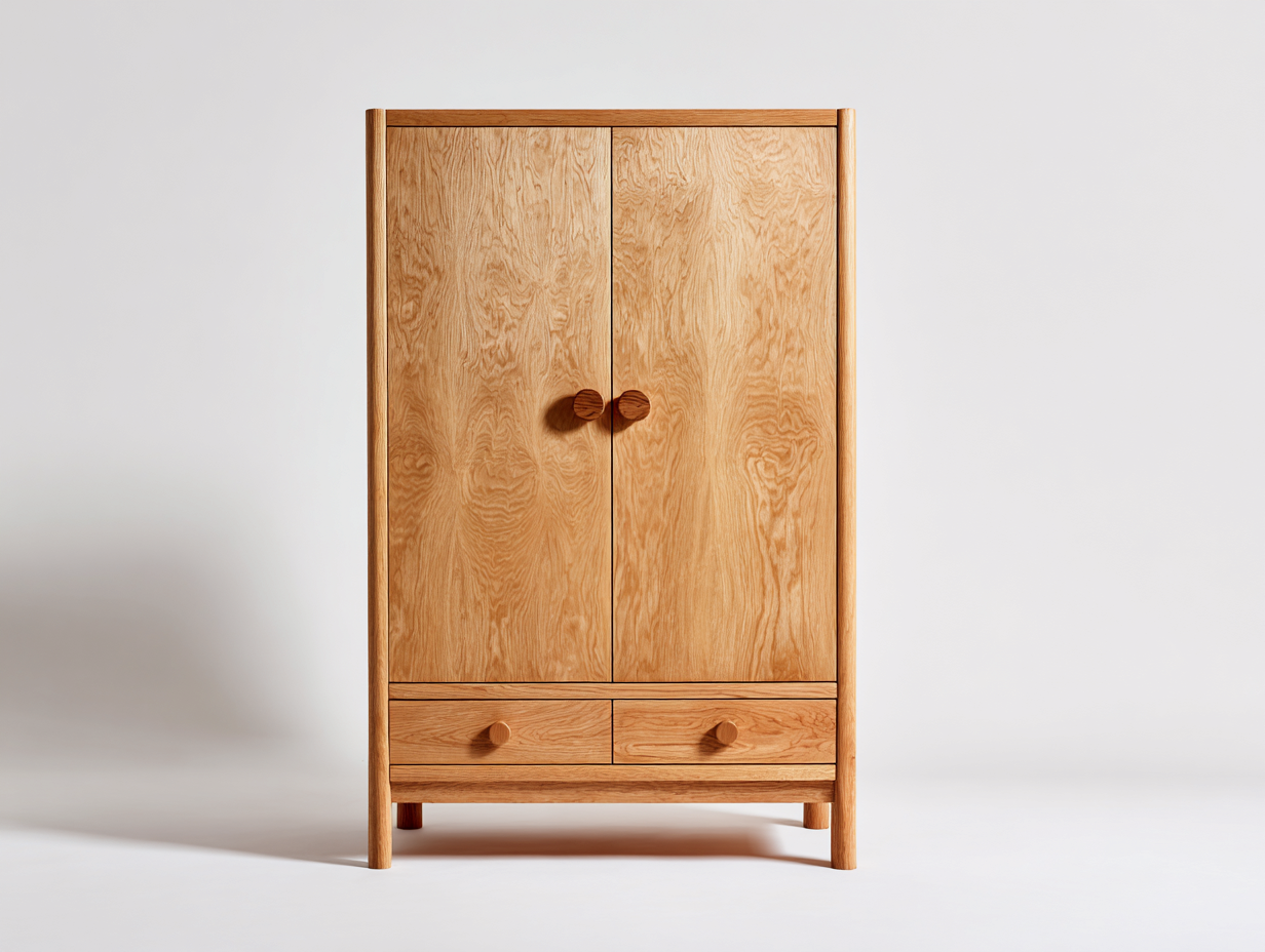 Kleiderschrank-Massivholz-98x46x162 cm-Eichenfarben-Landhausstil-Novorazadecor