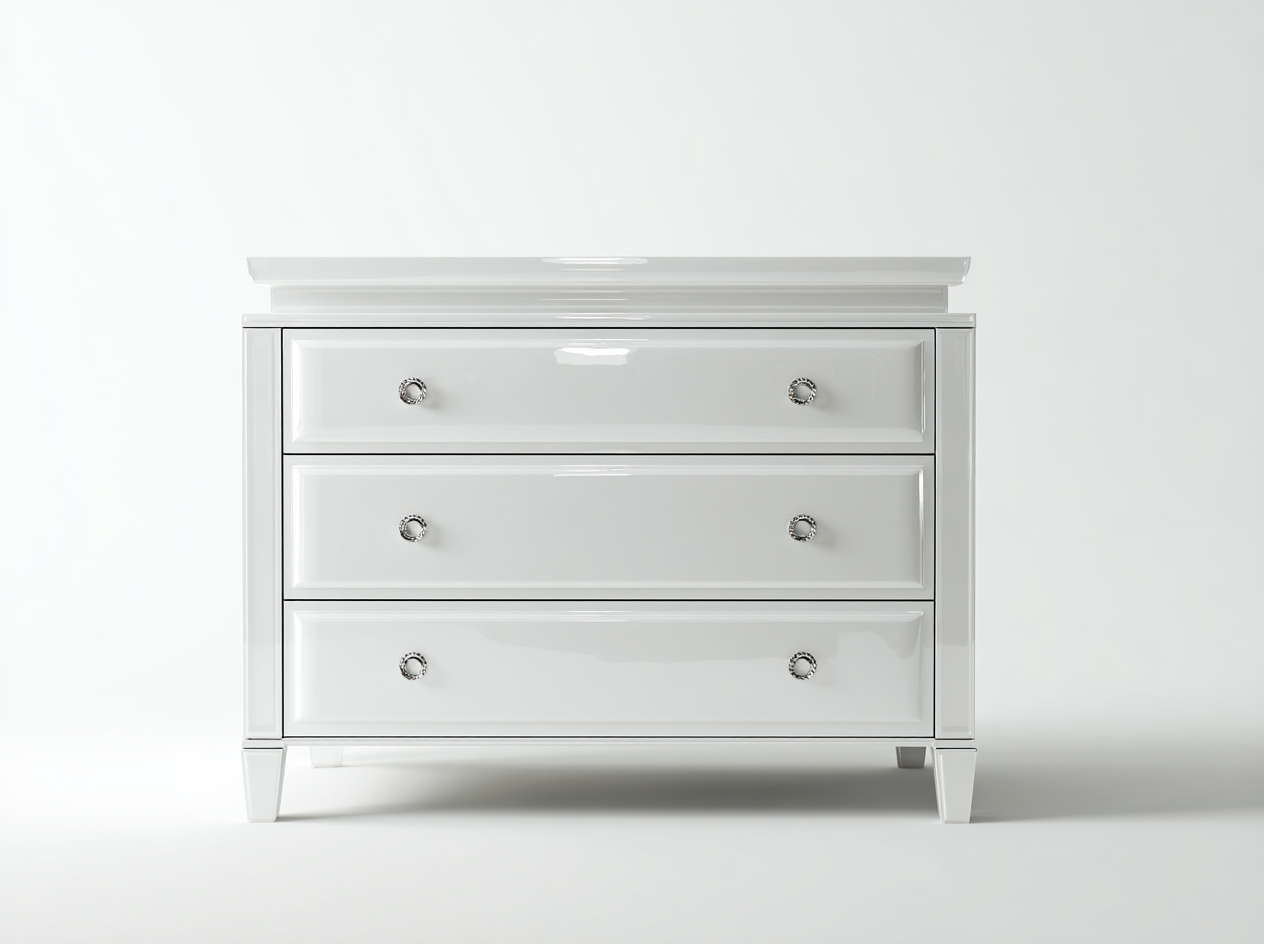 Kommode mit Schubladen-Holzwerkstoff-104x46x84 cm-Weiß-Hochglanz Klassisch-Novorazadecor