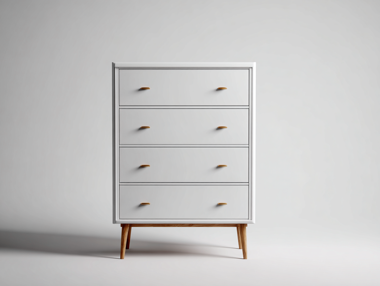 Kommode mit Schubladen-Holzwerkstoff-82x42x101 cm-Weiß-Holzfarben-Goldfarben-Modern-Novorazadecor