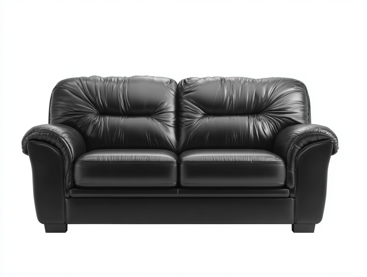 Gerades Sofa - Kunstleder-Schaumstoff-Holz - 186x91x92 cm - Schwarz - Klassisch-Novorazadecor