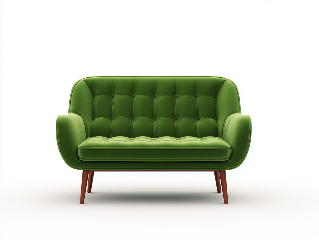 Gerades Sofa - Samtstoff-Holz - 162x83x86 cm - Hellgrün - Vintage-Novorazadecor