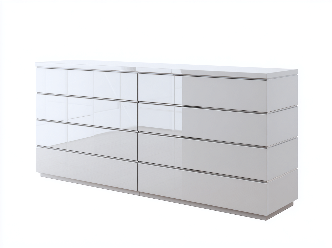 Kommode mit Schubladen-Holzwerkstoff-178x49x82 cm-Weiß-Hochglanz Puristisch-Novorazadecor
