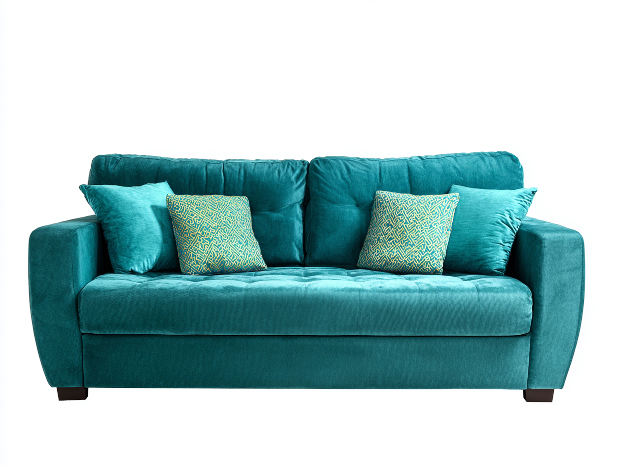 Gerades Sofa - Stoff-Holz - 208x92x88 cm - Türkis - Modern-Novorazadecor