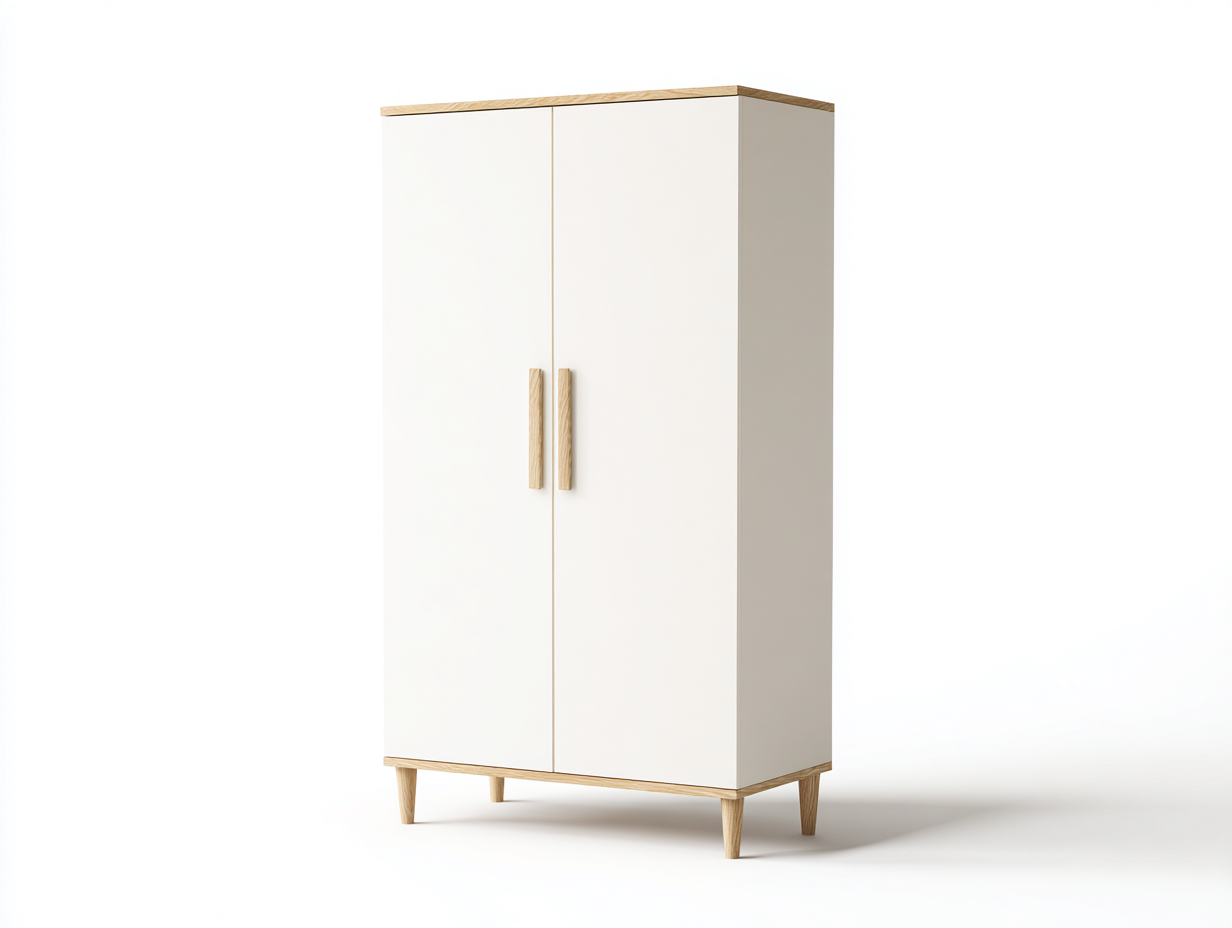 Kleiderschrank-Holzwerkstoff-Massivholz-92x48x178 cm-Weiß-Natur-Nordisch-Novorazadecor