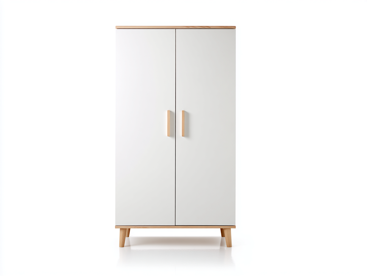 Kleiderschrank-Holzwerkstoff-Massivholz-88x45x170 cm-Weiß-Natur-Skandinavisch-Novorazadecor