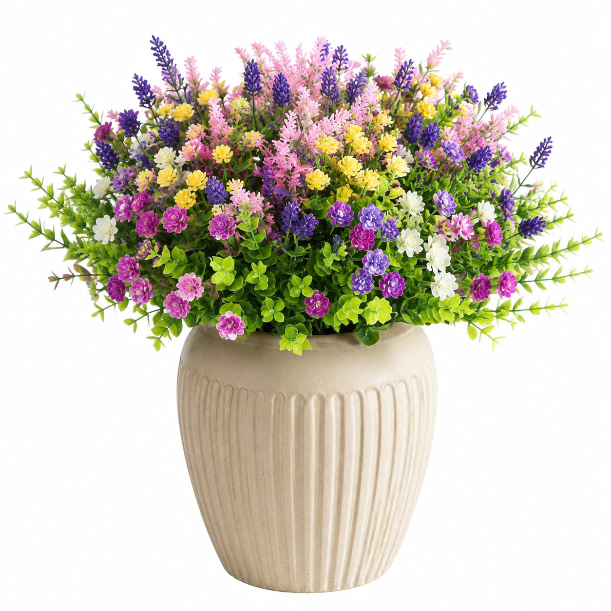 Arrangement Floral Artificiel Multicolore avec Pot en Céramique-FURNIAMIRAE