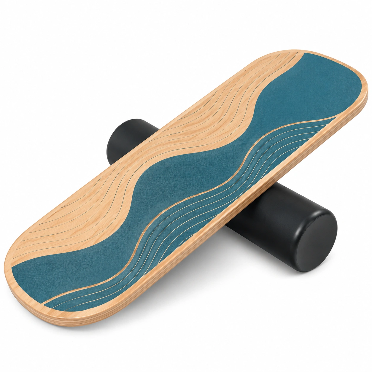 Planche d'Équilibre Bois et Bleu avec Surface Antidérapante-FURNIAMIRAE