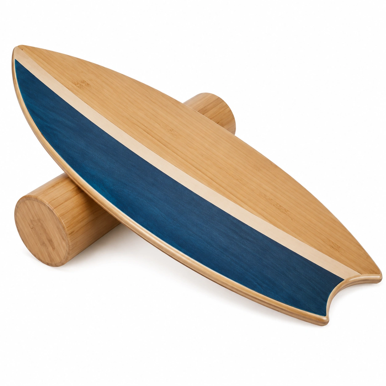 Planche d'Équilibre en Bambou avec Bande Bleu Marine-FURNIAMIRAE