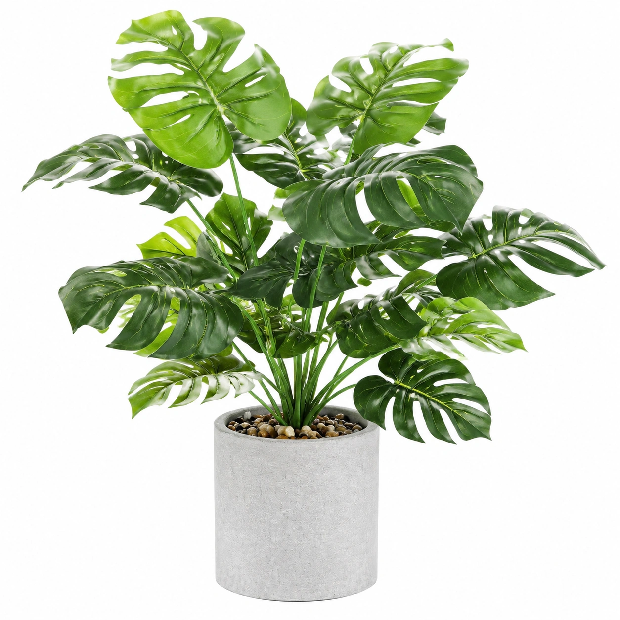 Plante Artificielle Monstera avec Pot en Béton - 85 cm, Vert-FURNIAMIRAE