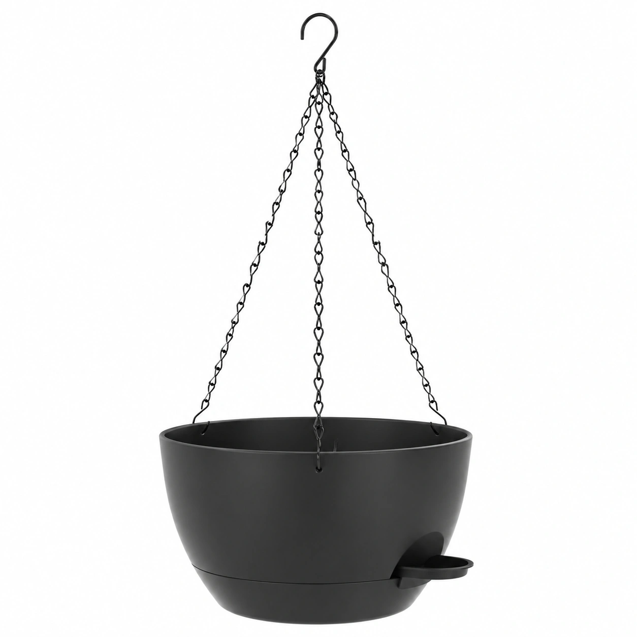 Pot de fleurs suspendu noir avec chaîne et drainage intégré-FURNIAMIRAE
