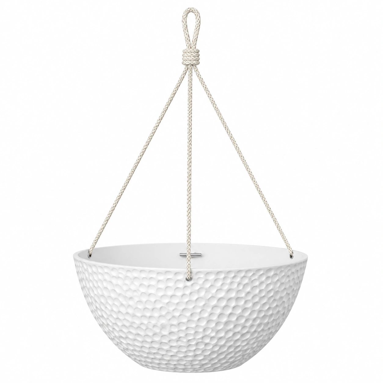 Pot de Fleurs Suspendu Blanc avec Corde Tressée, Diamètre 25 cm-FURNIAMIRAE