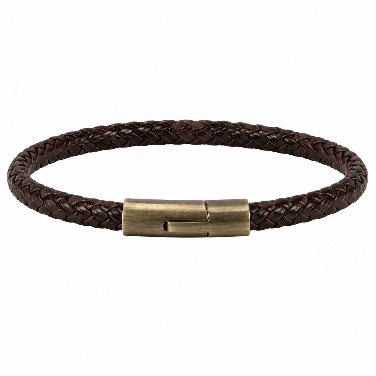 Bracelet marron tressé avec fermoir magnétique-FURNIAMIRAE