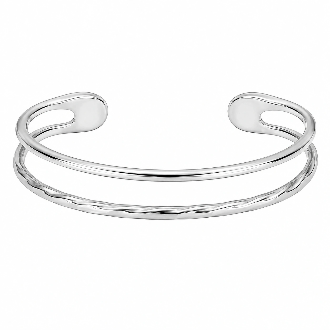 Bracelet ouvert argent à double anneau-FURNIAMIRAE