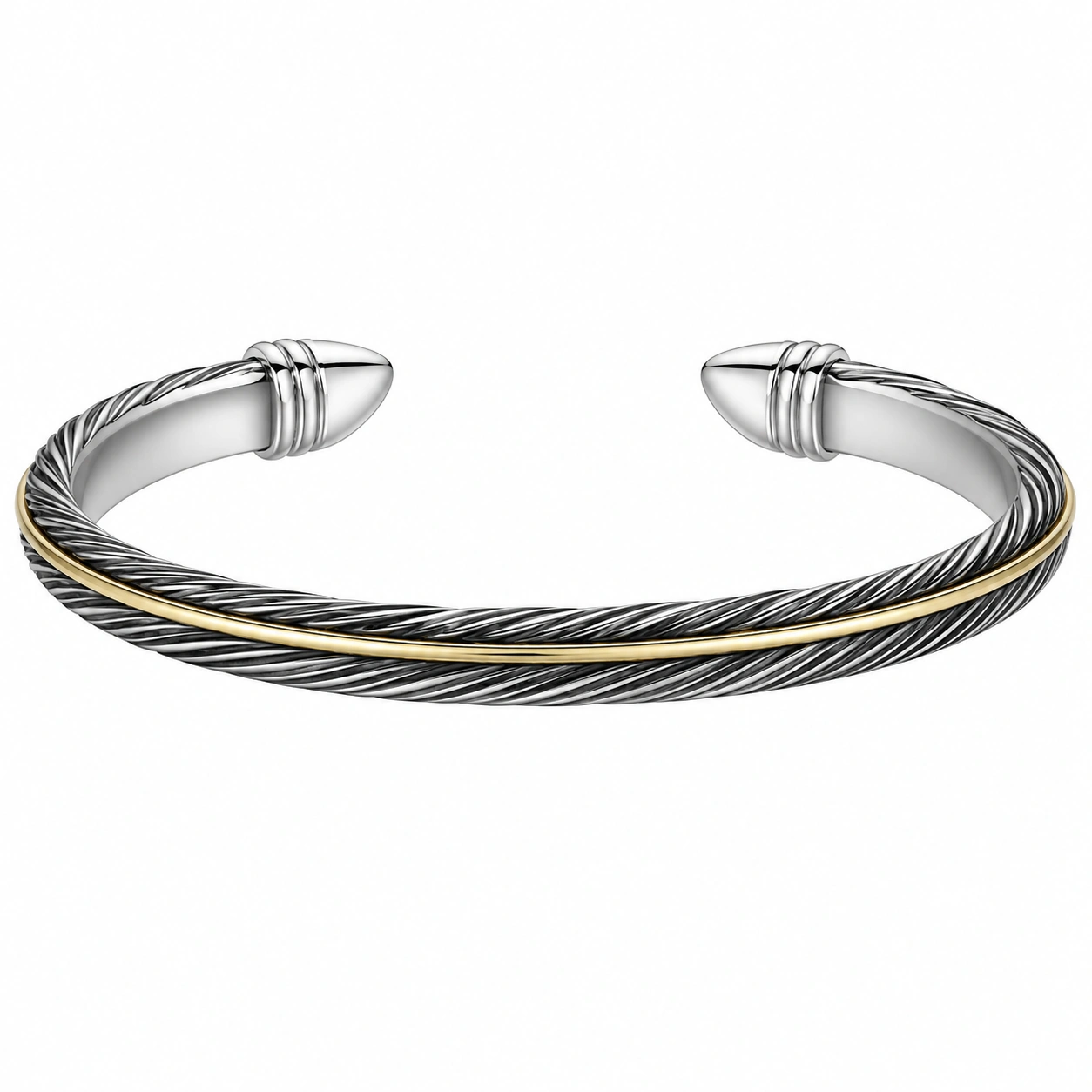 Bracelet jonc torsadé argent et doré-FURNIAMIRAE