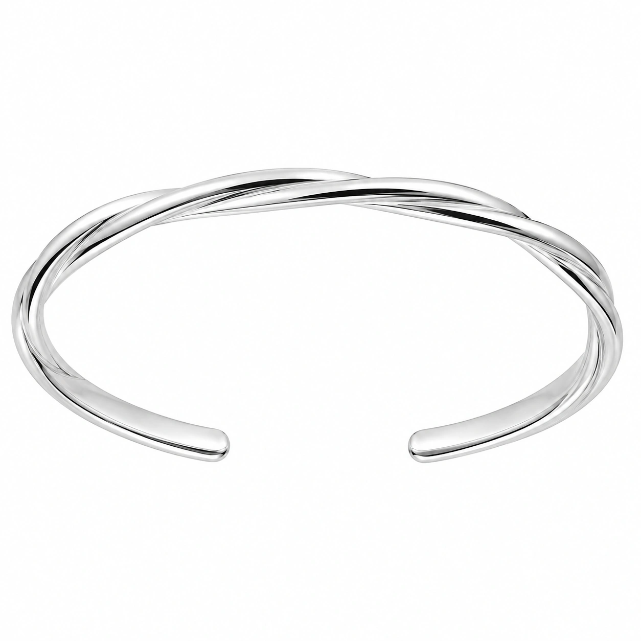 Bracelet Ouvert Torsadé en Argent Minimaliste-FURNIAMIRAE