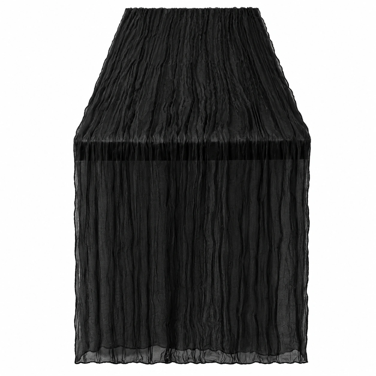 Chemin de Table Plissé Noir 180x30 cm-FURNIAMIRAE