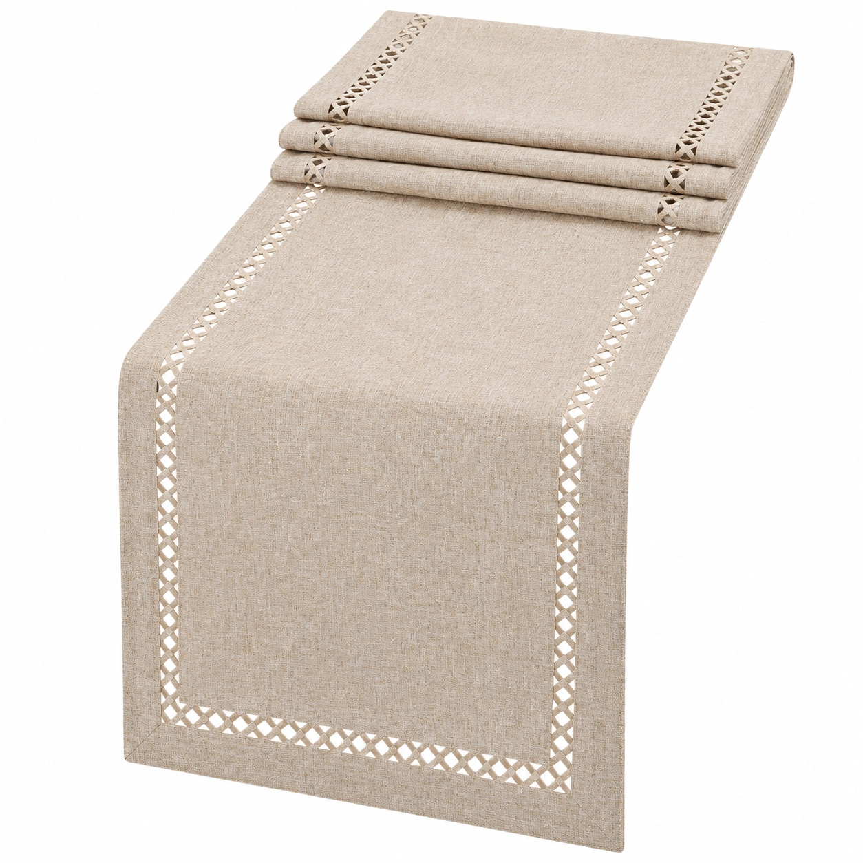 Chemin de table beige avec bordure ajourée-FURNIAMIRAE