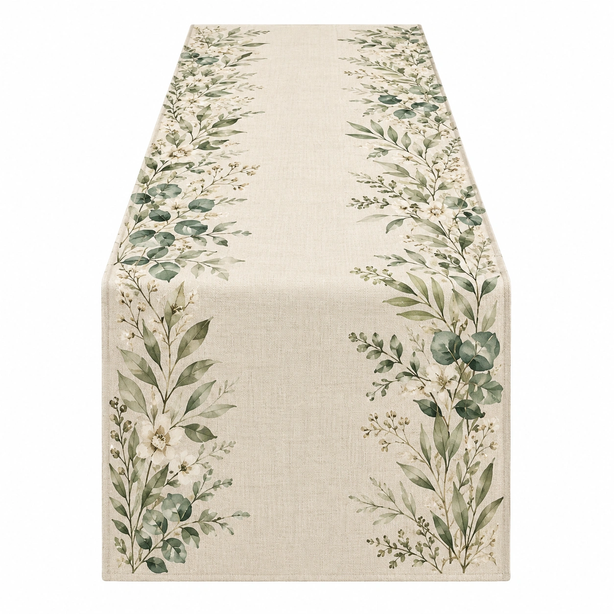 Chemin de Table Floral Beige et Vert-FURNIAMIRAE