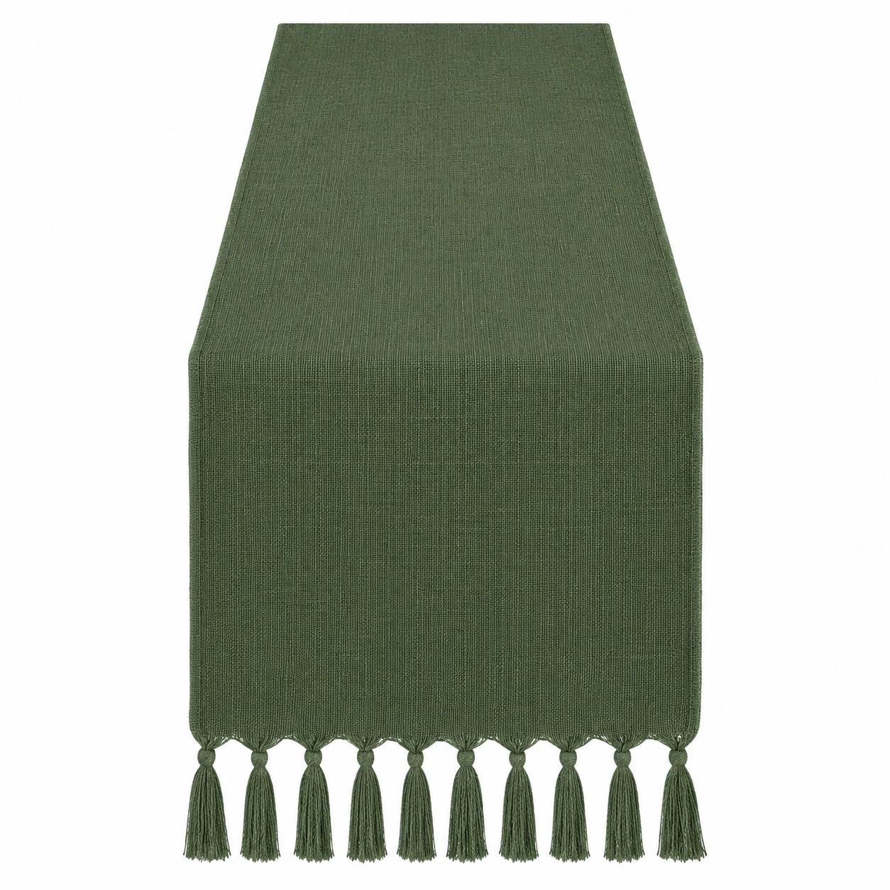 Chemin de table vert foncé à franges 180x35 cm-FURNIAMIRAE