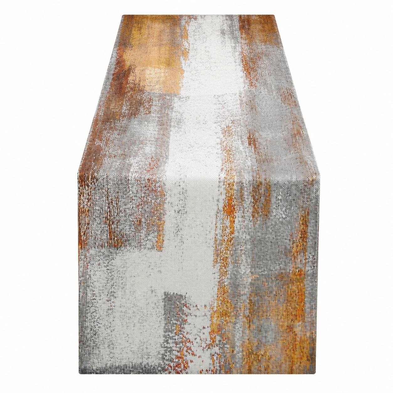 Chemin de Table Abstrait, Tons Gris, Orange et Blanc-FURNIAMIRAE